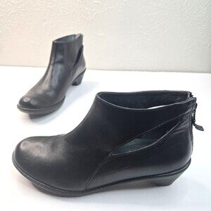 Dankso Low Heel Ankle Booties Black Leather Dressy Short Comfort Work Boots